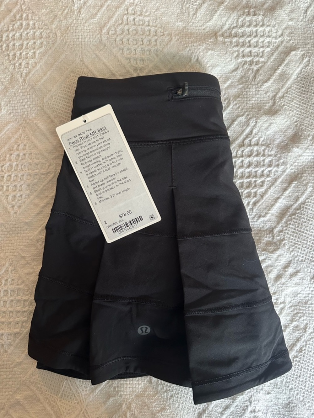 NWT Lululemon Black Pace Rival Skirt Size 2 - Picture 2 of 5